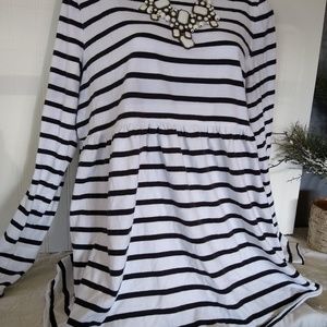 Large Free People Black & White Long Sleeve